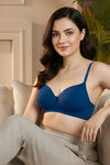 Zivame Padded Non Wired 3/4th Coverage T-Shirt Bra - Navy Peony — thumbnail 1